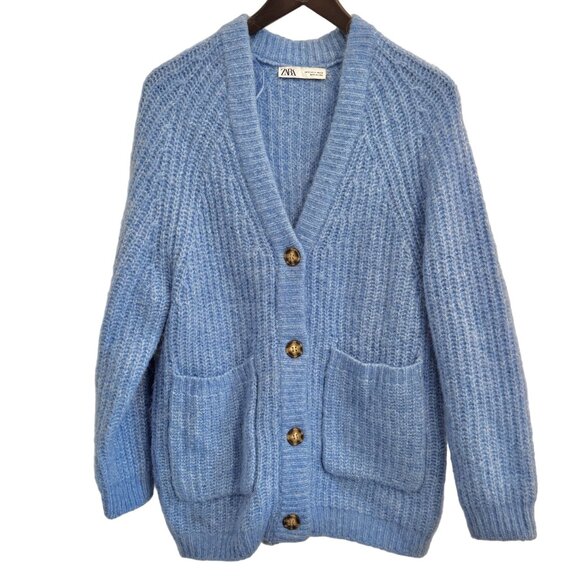 ❄️ Zara Wool & Alpaca Knit Oversized Cardigan Jacket | Size S | Like New - Picture 4 of 9